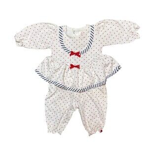 VTG Buster Brown Nautical Sailor Baby Romper 6-9 Months USA Made Red White Blue